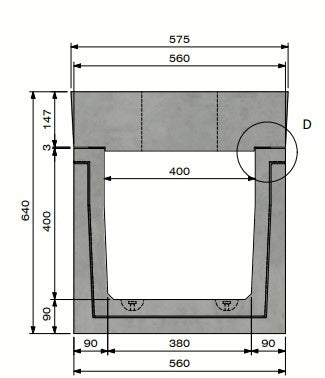 Cable duct 4040. D400. Surface-mounted lid. L=3m