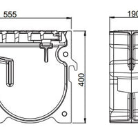 Gietijzeren straatkolk 1940TP7. PVC onderuitlaat 125. lxbxh=555x190x400mm