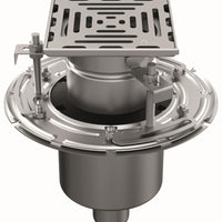 Stainless steel two-part drain WM150. Mini. Perforated grille. L/15KN. Under drain 75mm