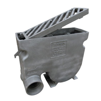 Gietijzeren straatkolk 2357LP7. PVC zijuitlaat 160. lxbxh=665x230x570mm