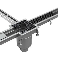 Stainless steel grid gutter 400mm wide, S400. Mesh grid. L/15KN