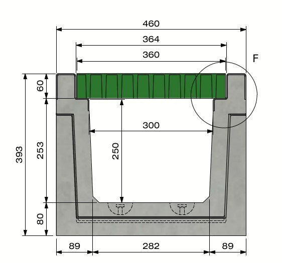 Cable duct 3025. C250. Inset lid. L=1m