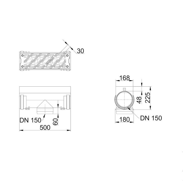 Self-supporting drainage channel Hydroblock 150. L=0.5m. Bottom drainage