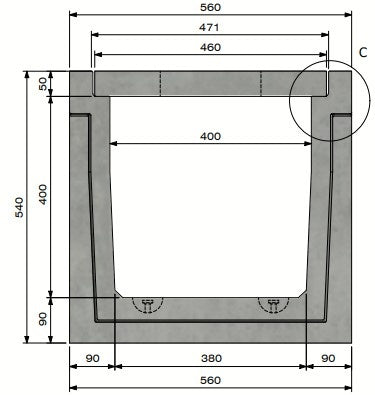Kabelkanal 4040. A15. Eingelassener Deckel. L=3m