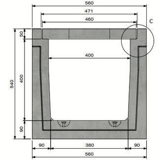 Kabelkanal 4040. A15. Eingelassener Deckel. L=3m