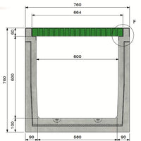 Kabelkanal 6060. C250. Eingelassener Deckel. L=2m
