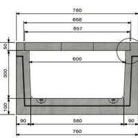 Betonnen kabelgoot Delta-T 6060. Klasse A, 15KN. Inliggend deksel. L=2m