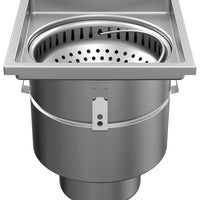 Stainless steel one-piece drain W400. Plate grid. M/125KN. Under drain 200mm