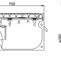Gietijzeren straatkolk 3040LP7. PVC zijuitlaat 160. lxbxh=750x295x403mm