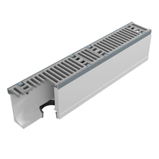 Maxi 100 Grate Channel. L=1m. Slotted grate. H=235mm, 110mm bottom outlet. C250KN