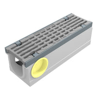 Roostergoot Maxi 100. L=0,5m. Langstaafrooster. H=160mm. Hoek- en T-stuk. F900KN