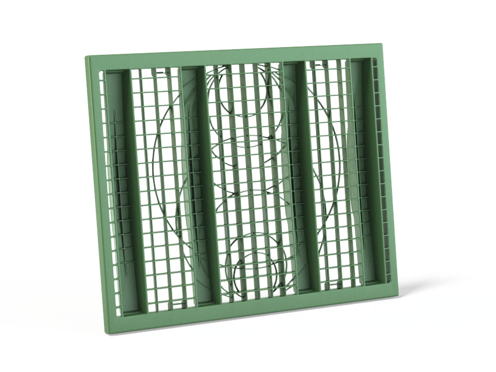 Rigofill ST-A side wall grille. Green. lxwxd=800x660x30mm
