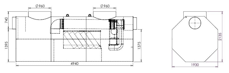Bypass-Abscheider 65/325 l/s. Schlammfang 6500l. D400KN. Stahl