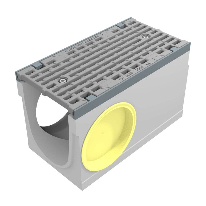 Gitterrinne Maxi F1 200. L=0,5m. Langer Stabrost. H=310mm. Eck- und T-Stück. F900KN