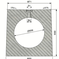 Schlitzzrinne 600 mm. L=4m. F900. Zwischenbrücke aus Stahl, Randbeton