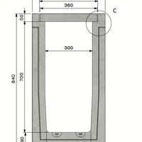 Grate gutter 3070. A15. Inset grille. L=1m. For concrete grid