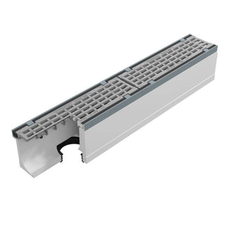 Maxipur 100 Grate Channel. L=1m. Long-rod grating. 110mm bottom outlet. D400KN