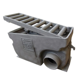 Gietijzeren straatkolk 3040LP0. PVC zijuitlaat 160. lxbxh=750x295x403mm