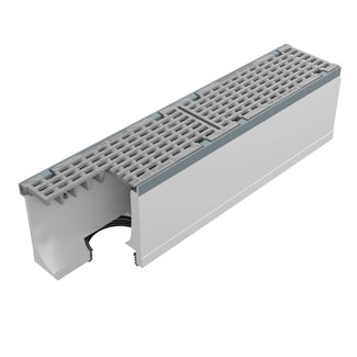 Grate gutter Maxi 150. L=1m. Long bar grate. H=260mm, bottom drain 160mm. D400KN