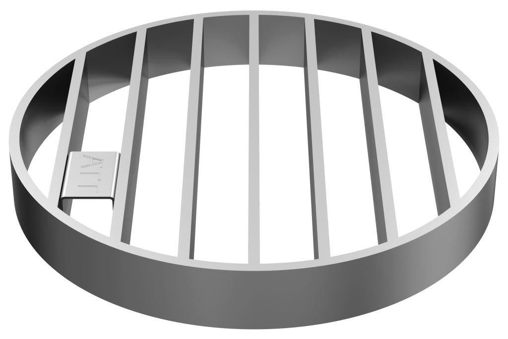 Stainless steel one-piece drain D200, round. Bar grille. M/125KN. Under drain 75mm