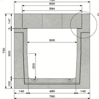 Kabelkanal 5050. D400. Eingelassener Deckel. L=2m