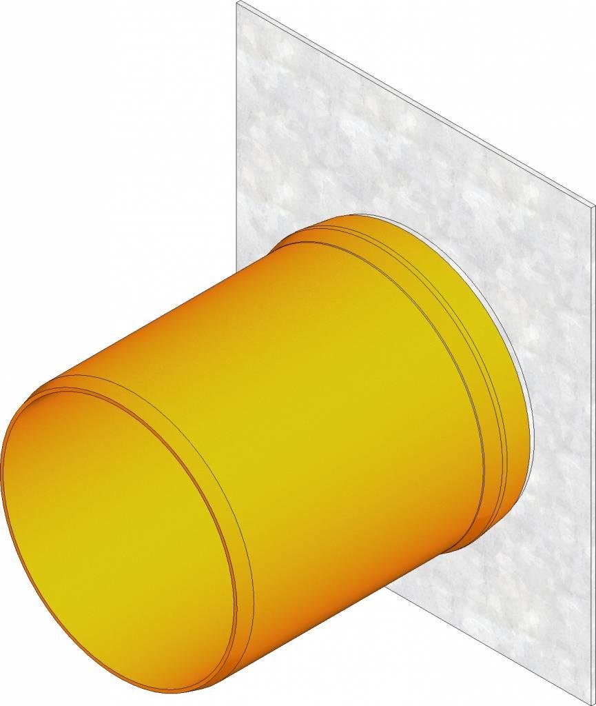 Eindplaat + afvoer Faserfix Standard E 100 type 010. PVC uitloop 110mm. Verzinktstaal