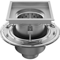 Stainless steel two-part drain W300. Perforated grille. L/15KN. Under drain 160mm