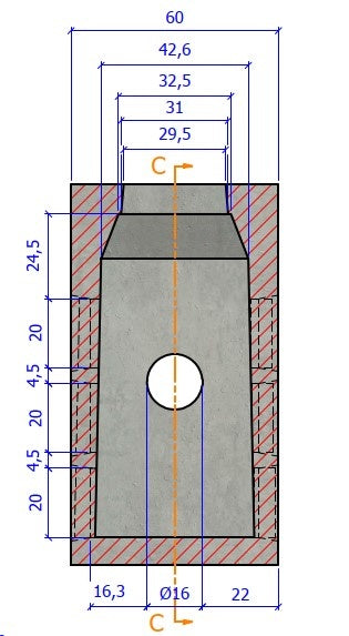Infiltrationskammer LxBxH=110x60x110cm. Exklusives Oberteil mit Gitter