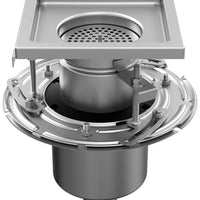 RVS tweedelige afvoerput WM200. Mini. Perforooster. L/15KN. Onderafvoer 75mm