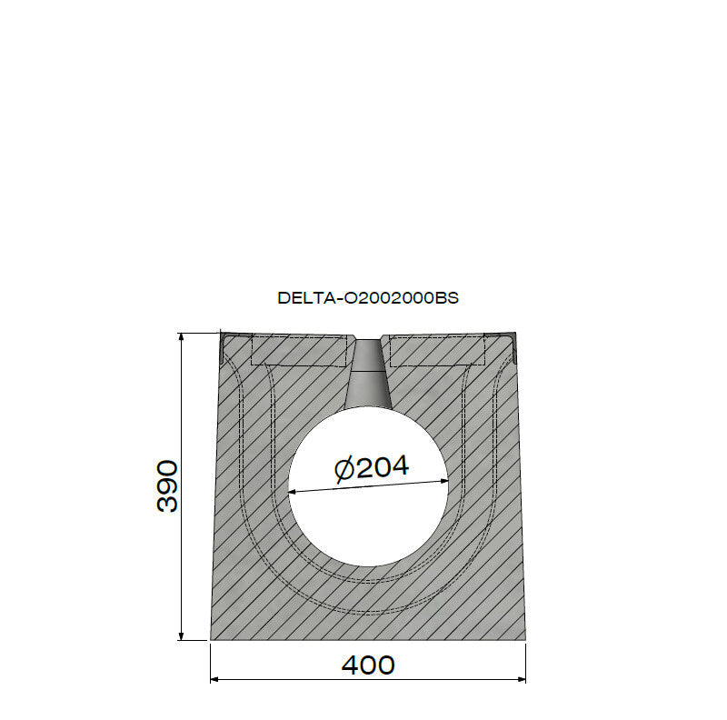 Concealed gutter 200mm. L=2m. F900. Concrete intermediate bridge, steel rim