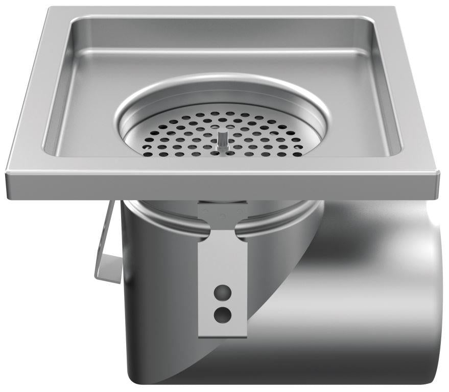 RVS eendelige afvoerput WM200. Mini. Staafrooster. M/125KN. Zijafvoer 110mm