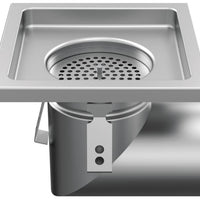 RVS eendelige afvoerput WM200. Mini. Staafrooster. M/125KN. Zijafvoer 110mm