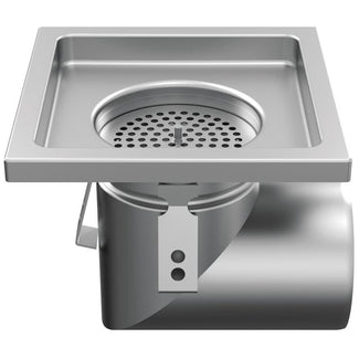 RVS eendelige afvoerput WM200. Mini. Staafrooster. M/125KN. Zijafvoer 110mm