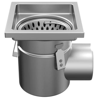 RVS eendelige afvoerput W200. Staafrooster. M/125KN. Zijafvoer 75mm