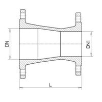 Reduzierflansch aus Gusseisen DN125-DN100mm. Zentrisch, PN10/16
