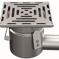 Stainless steel one-piece drain WM150. Mini. Perforated grille. L/15KN. Side discharge 75mm
