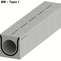 Schlitzzrinne 500 mm. L=4m. D400. Zwischenbrücke aus Beton, Grenze aus Beton