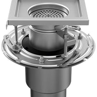 RVS tweedelige afvoerput WM200. Mini. Staafrooster. M/125KN. Onderafvoer 110mm