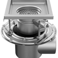 Stainless steel two-part drain W200. Mesh grid. L/15KN. Side discharge 110mm