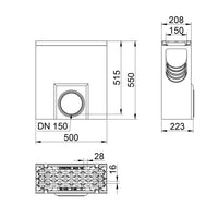 Sandfang Maxipur 150. L=0,5m. Langer Stabrost. Ablauf 160 mm. D400KN